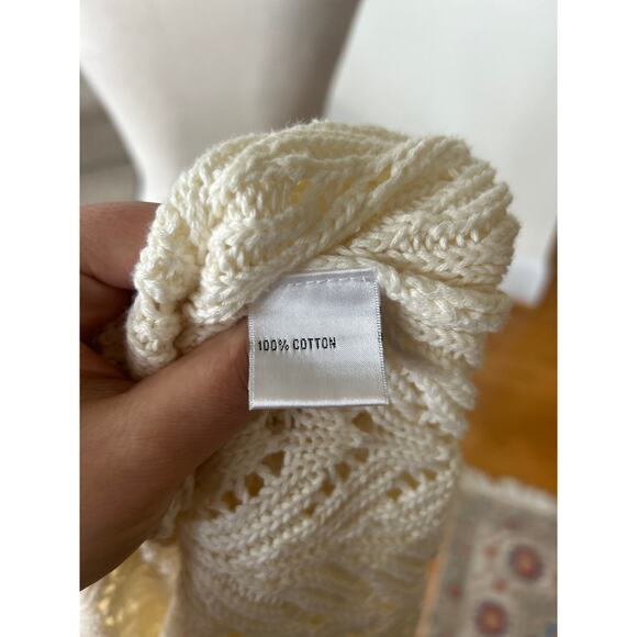Vintage Talbots Cream White Crochet Babydoll Button Knit Sweater Y2K Cottagecore - Picture 6 of 7